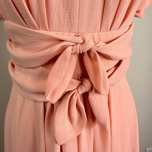 Gal Meets Glam Jane Tie Waist Midi Dress in Peach Pockets Size 2 NWT - Picture 10 of 16